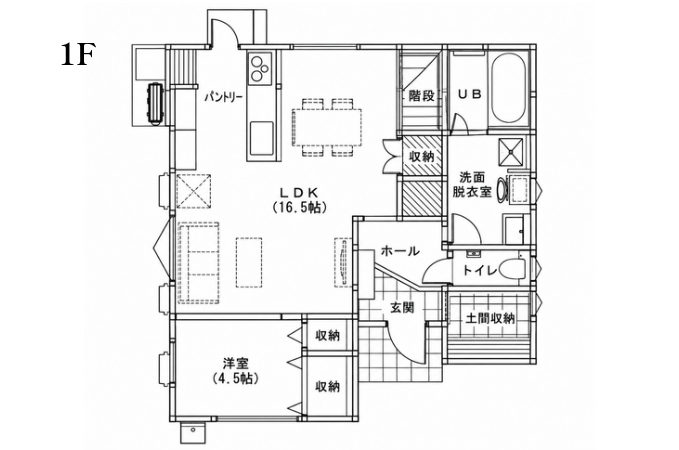 【松山市星岡】 ◆31坪4LDK・充実収納×4.5帖のプラス空間◆の間取り図