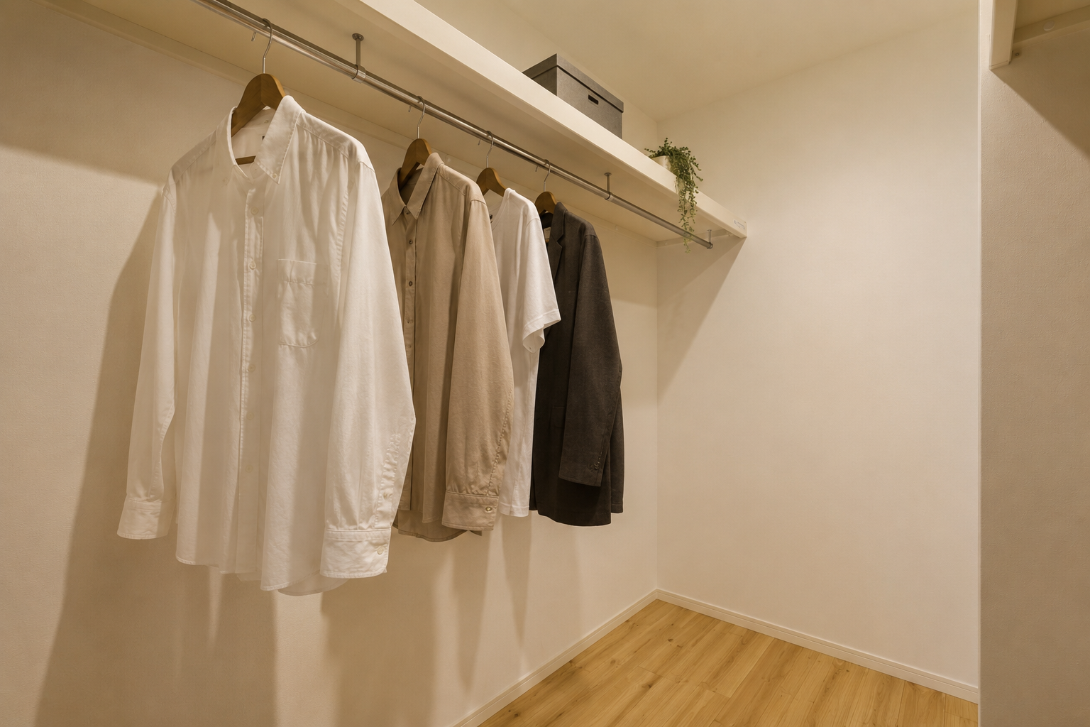 グレーのモダンな平屋外観と、明るい木目が優しく包む洗練された邸宅
